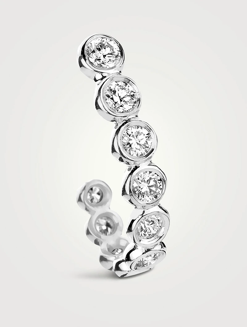 18K White Gold Semi Hoop Earring