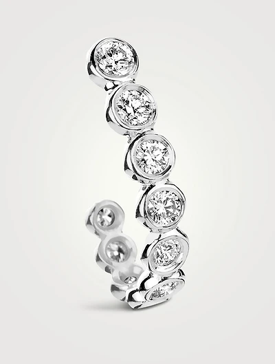 18K White Gold Semi Hoop Earring
