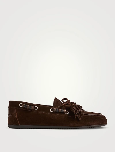 Beaded Suede Boat Shoes