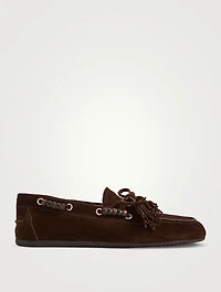 Beaded Suede Boat Shoes