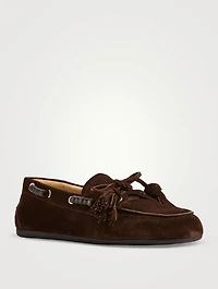 Beaded Suede Boat Shoes