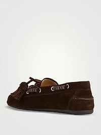 Beaded Suede Boat Shoes