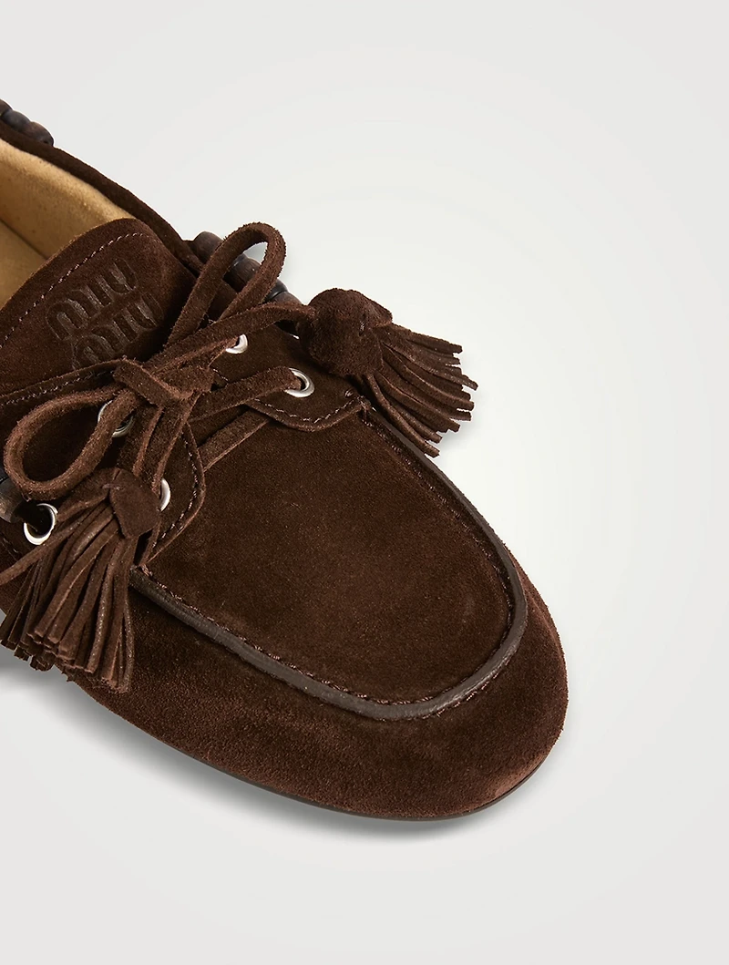 Beaded Suede Boat Shoes