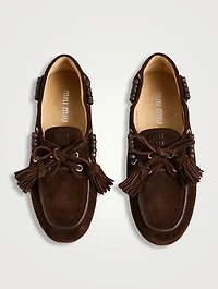 Beaded Suede Boat Shoes