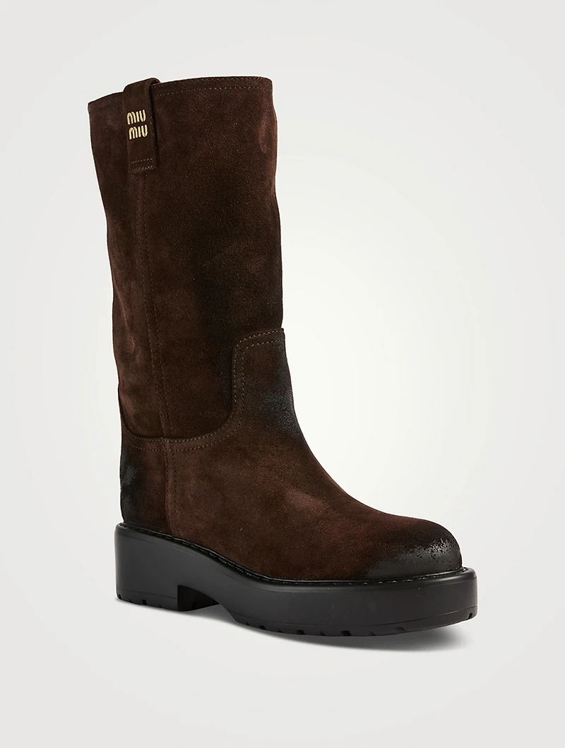 Suede Mid-Calf Boots