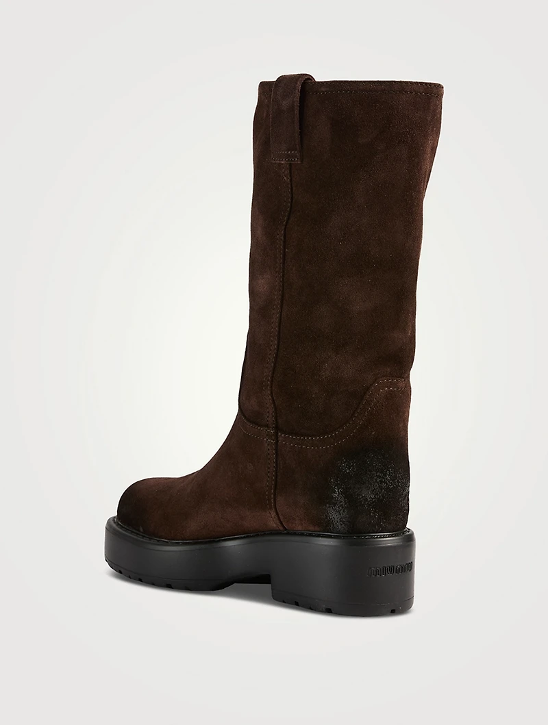 Suede Mid-Calf Boots