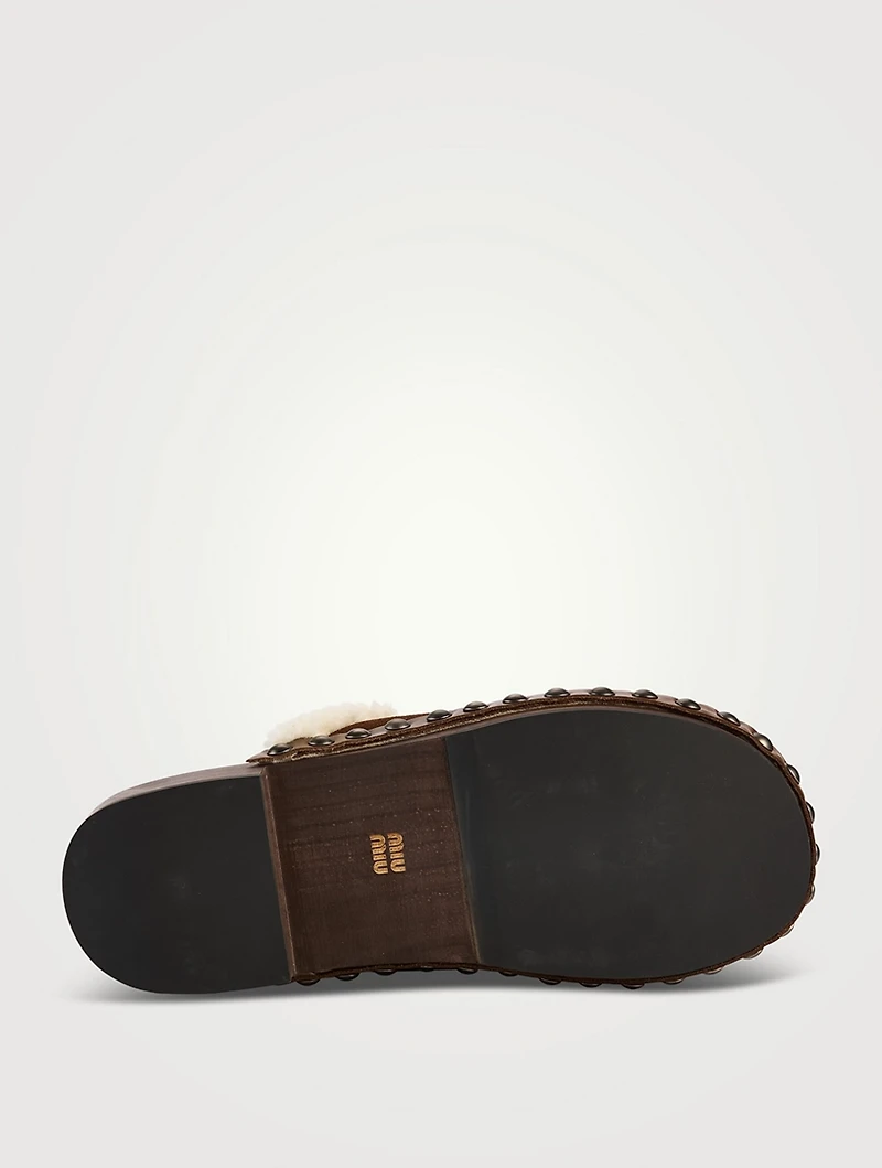 Shearling-Trimmed Suede Clogs
