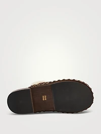 Shearling-Trimmed Suede Clogs