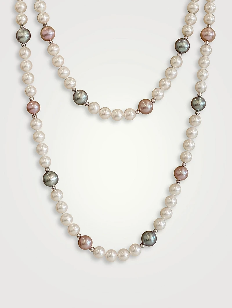 18K White Gold Tahitian And Freshwater Pearl Necklace