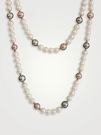 18K White Gold Tahitian And Freshwater Pearl Necklace