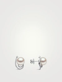 18K White Gold South Sea Pearl Earrings With Diamonds