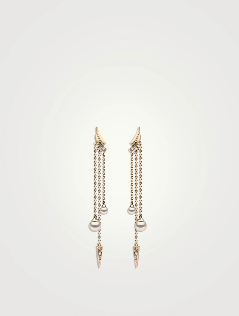 Trend 18K Gold Pearl Earrings With Diamonds