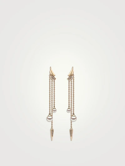 Trend 18K Gold Pearl Earrings With Diamonds