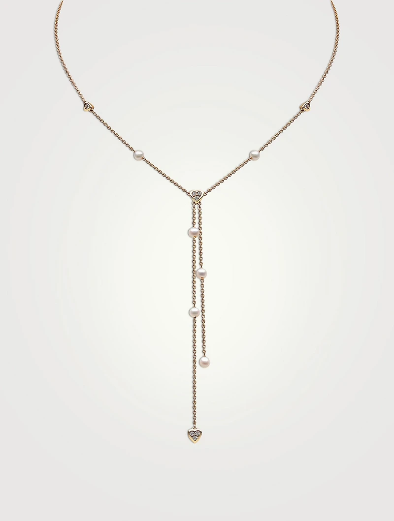 Trend 18K Gold Pearl Necklace With Diamonds