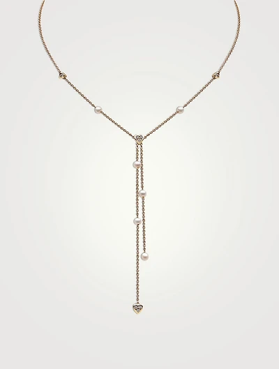 Trend 18K Gold Pearl Necklace With Diamonds