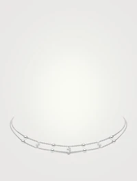 Trend 18K White Gold Pearl Necklace With Diamonds