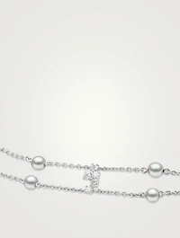 Trend 18K White Gold Pearl Necklace With Diamonds