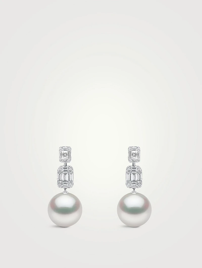 Starlight 18K Gold South Sea Pearl Earrings With Diamonds