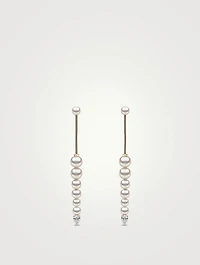 Sleek 18K Gold Pearl Earrings With Diamonds