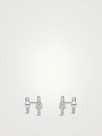 Glitz 18K White Gold Akoya Pearl Earrings With Diamonds