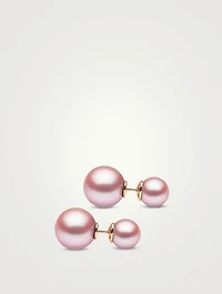 18K Rose Gold Pearl Earrings With Diamonds