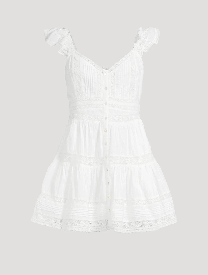 Rietta Lace-Trimmed Cotton Mini Dress