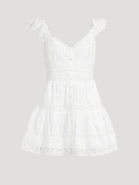 Rietta Lace-Trimmed Cotton Mini Dress