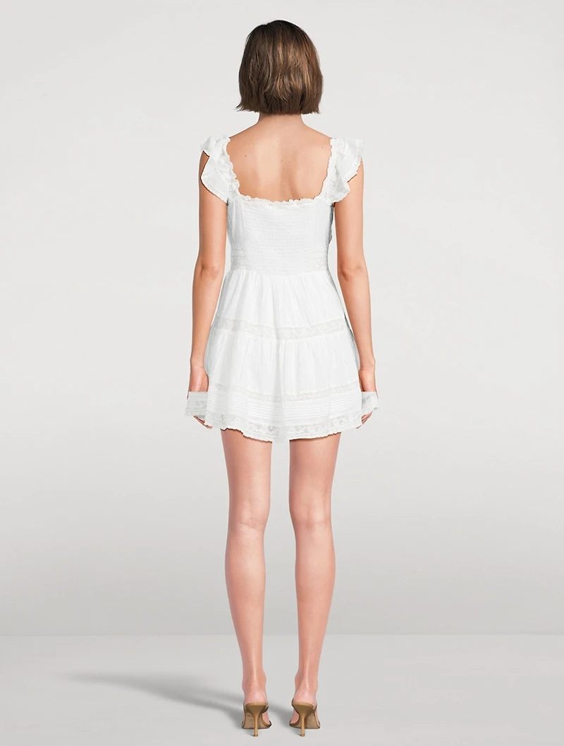 Rietta Lace-Trimmed Cotton Mini Dress