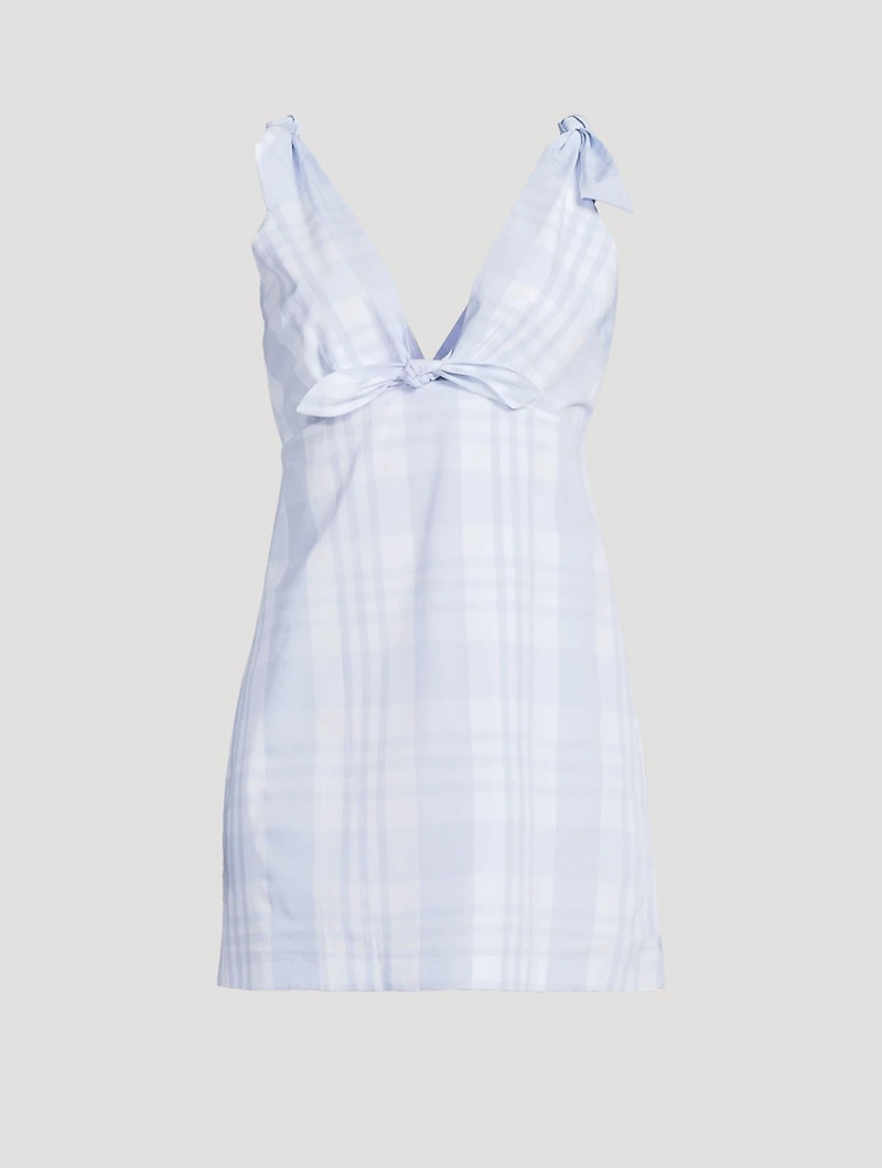Brynnie Bow-Trimmed Mini Dress Plaid Print