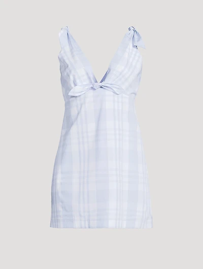 Brynnie Bow-Trimmed Mini Dress Plaid Print