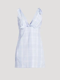 Brynnie Bow-Trimmed Mini Dress Plaid Print