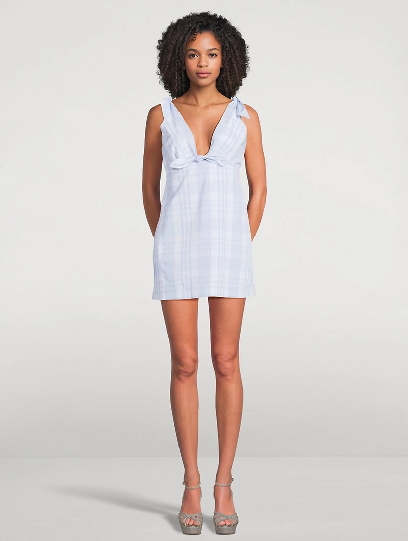 Brynnie Bow-Trimmed Mini Dress Plaid Print