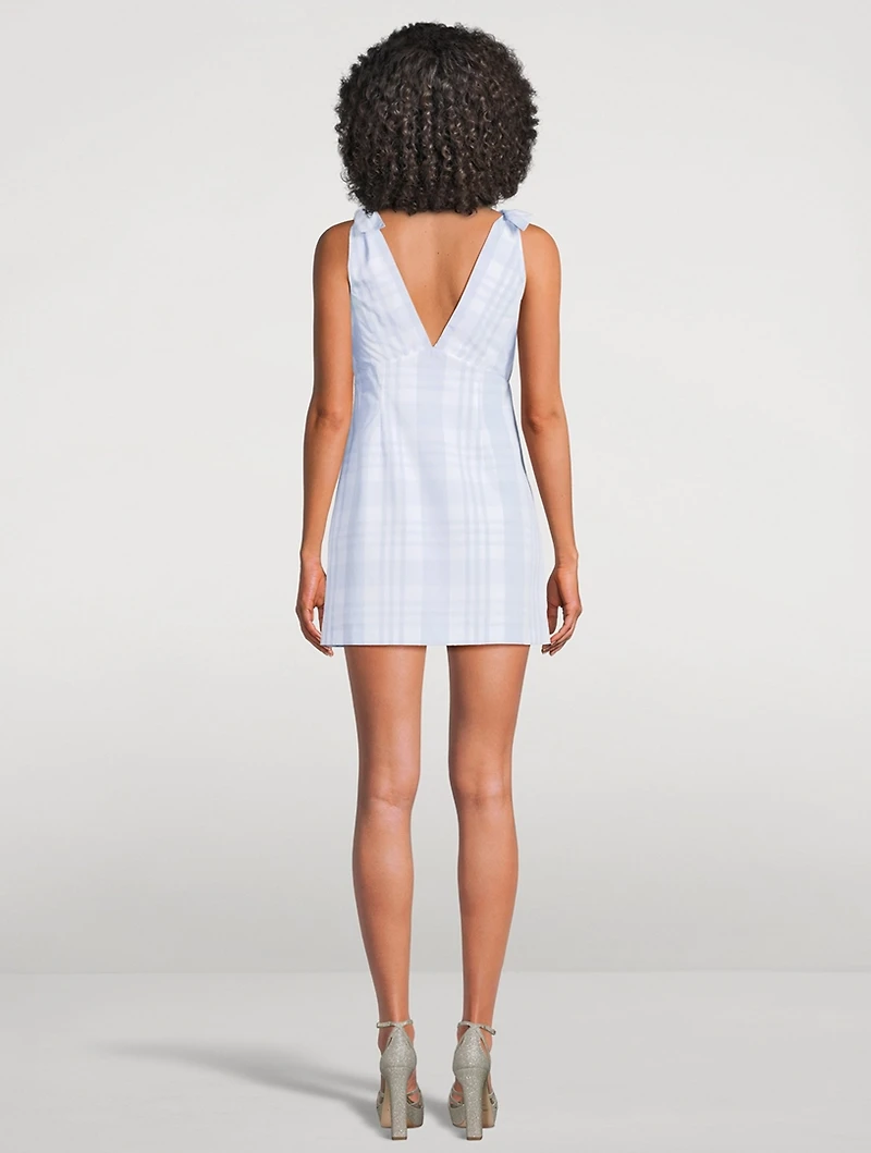 Brynnie Bow-Trimmed Mini Dress Plaid Print