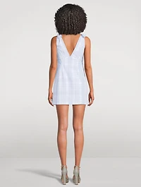 Brynnie Bow-Trimmed Mini Dress Plaid Print