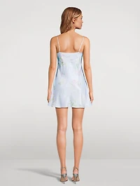 Beliona Satin Mini Dress Floral Print