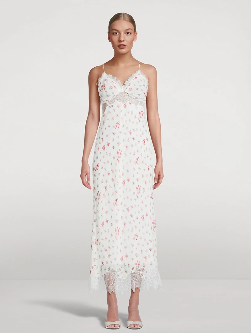 Bristelle Lace-Trimmed Slip Dress Floral Print