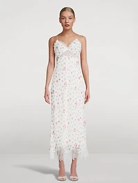 Bristelle Lace-Trimmed Slip Dress Floral Print