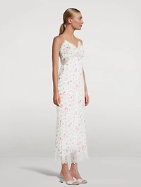 Bristelle Lace-Trimmed Slip Dress Floral Print