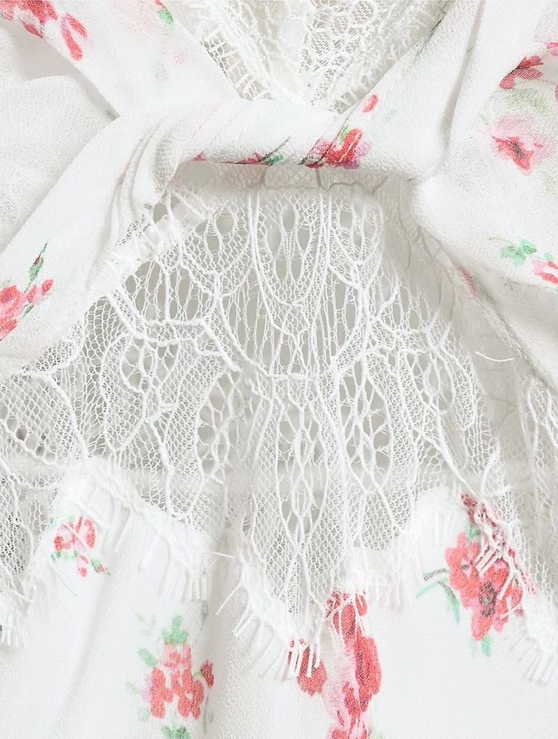 Bristelle Lace-Trimmed Slip Dress Floral Print