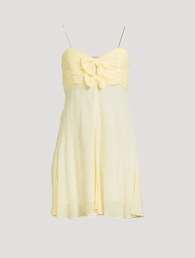 Emellett Bow-Trimmed Dress Polka Dot Print