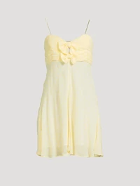 Emellett Bow-Trimmed Dress Polka Dot Print