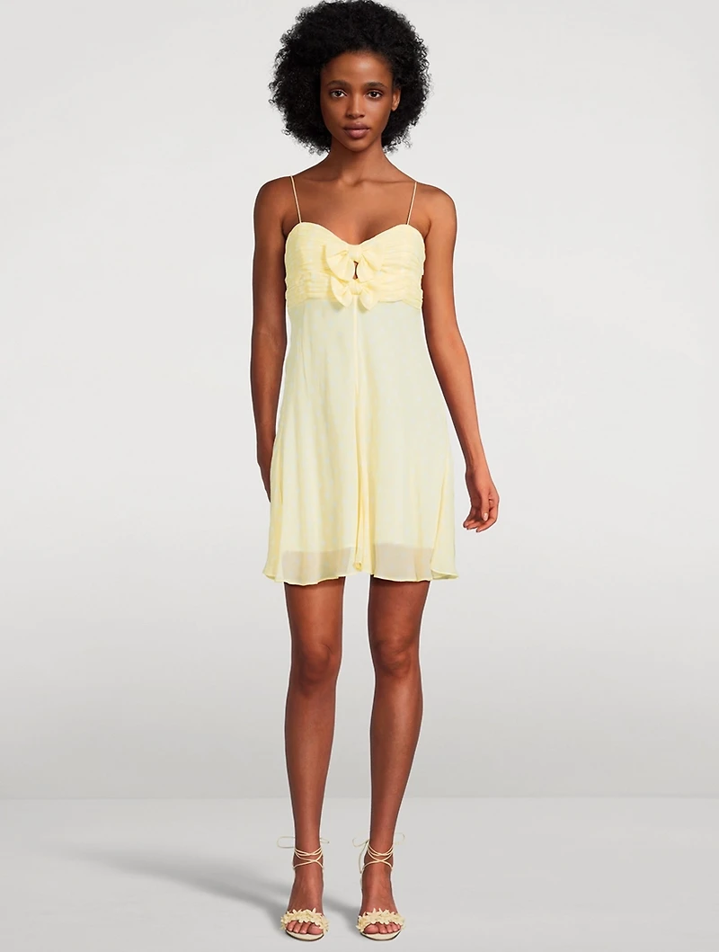 Emellett Bow-Trimmed Dress Polka Dot Print