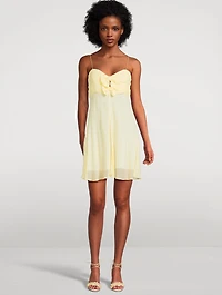 Emellett Bow-Trimmed Dress Polka Dot Print