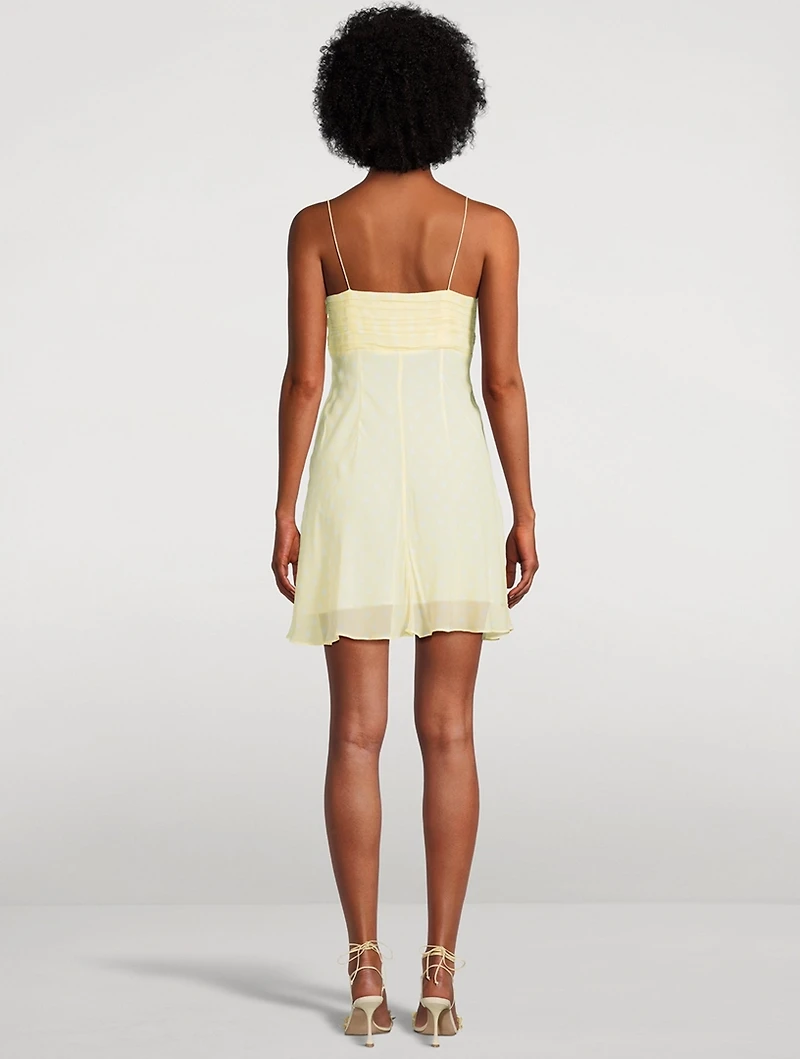 Emellett Bow-Trimmed Dress Polka Dot Print