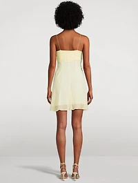 Emellett Bow-Trimmed Dress Polka Dot Print