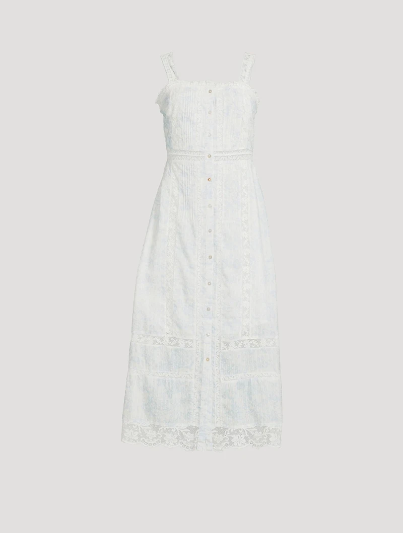 Judalon Embroidered Lace Midi Dress