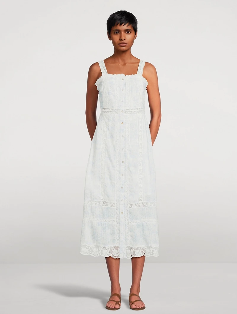 Judalon Embroidered Lace Midi Dress