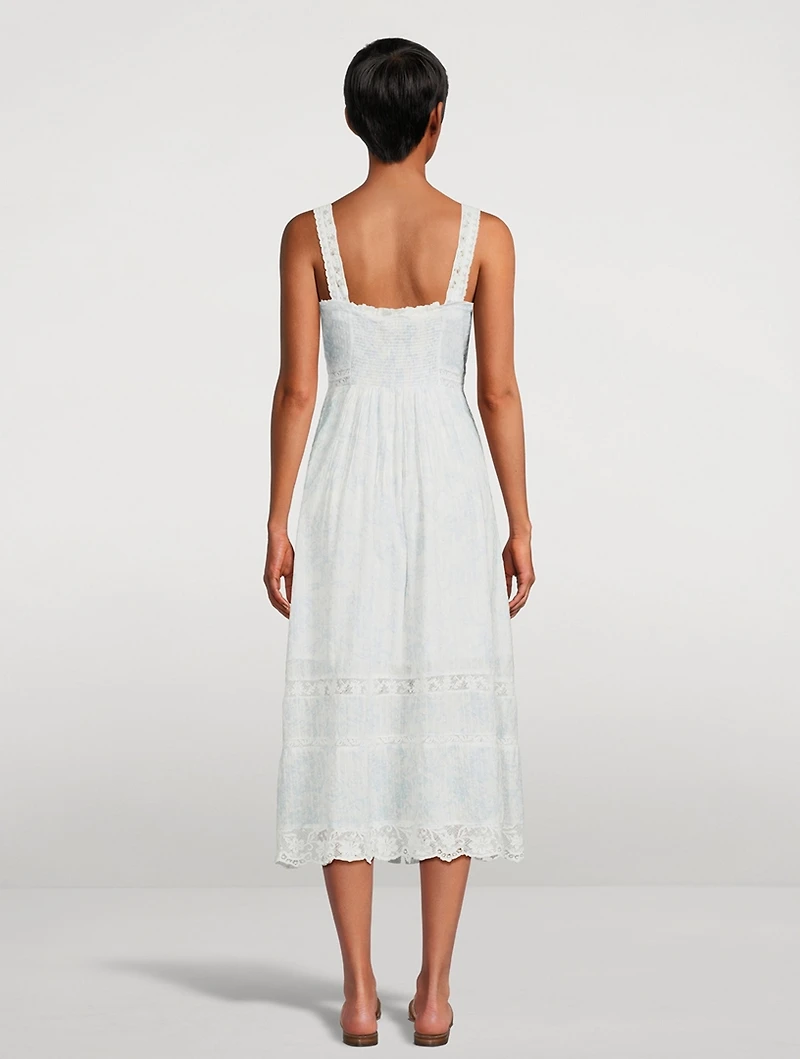 Judalon Embroidered Lace Midi Dress
