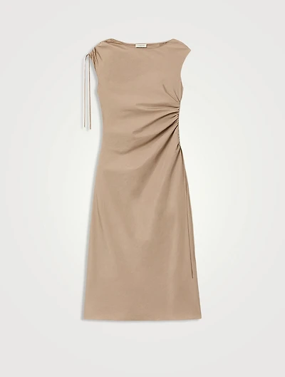 Gathered Poplin Midi Dress