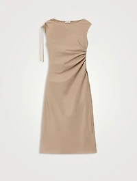 Gathered Poplin Midi Dress